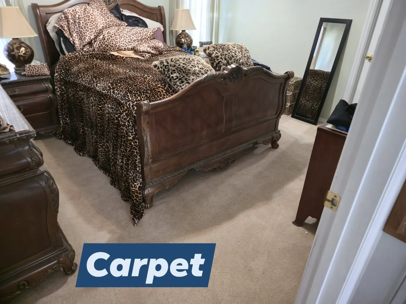 Bedroom with new carpet by BuildRight Home Improvement