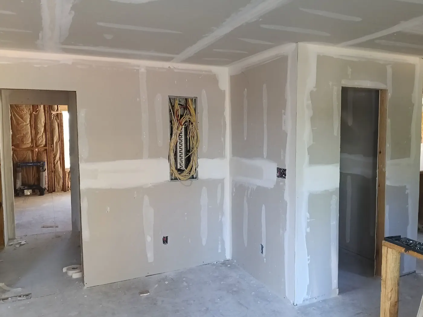 Drywall finishing in progress by BuildRight Home Improvement