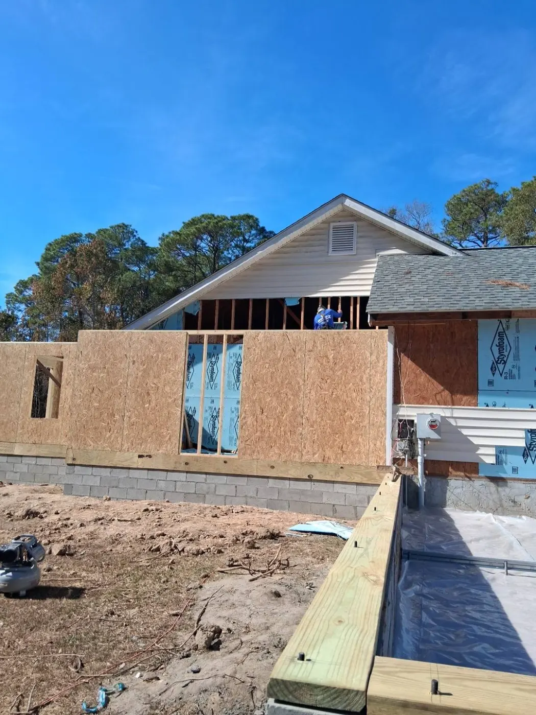 Framing on a new foundation by BuildRight Home Improvement