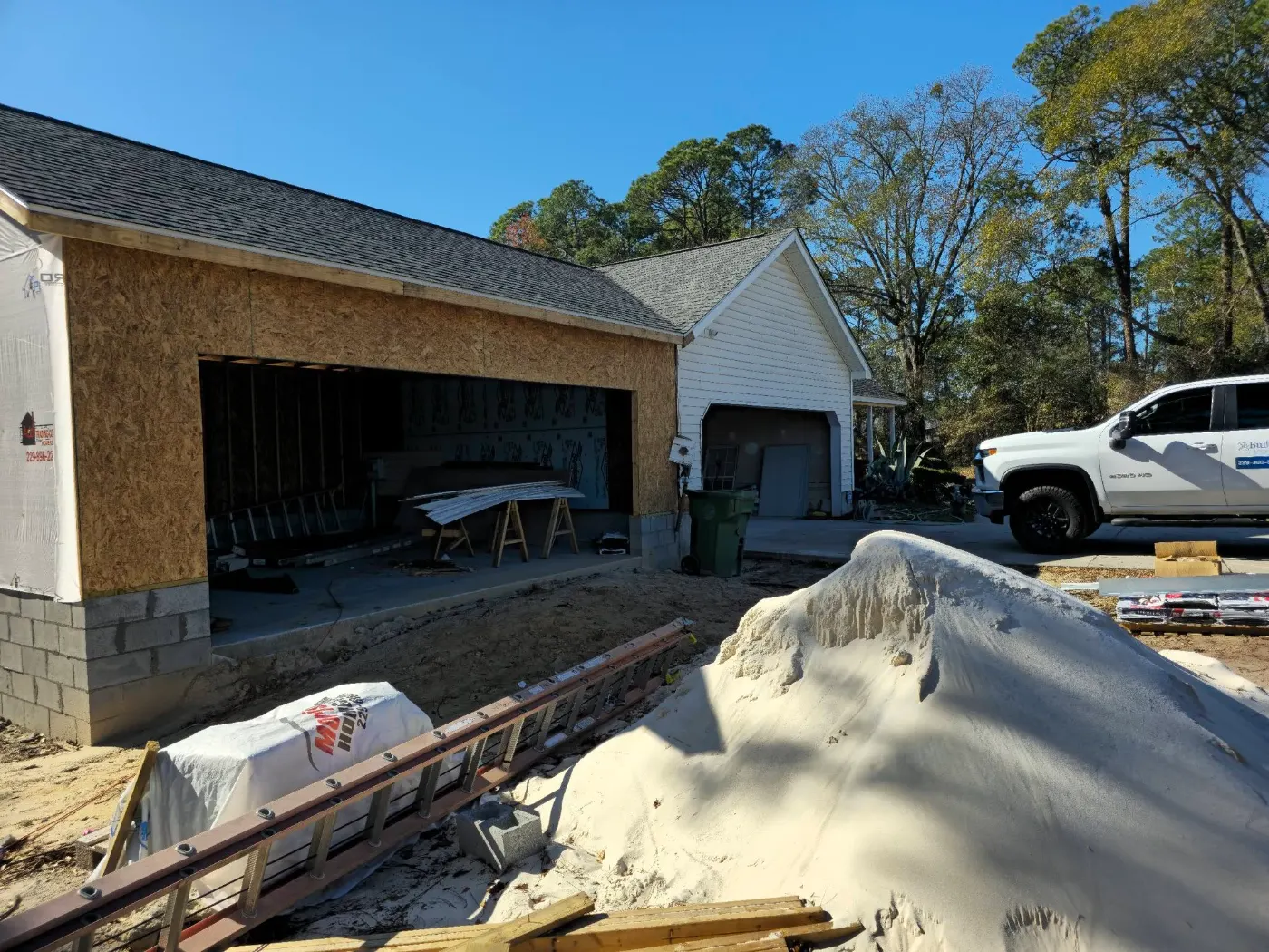 Garage addition under construction by BuildRight Home Improvement